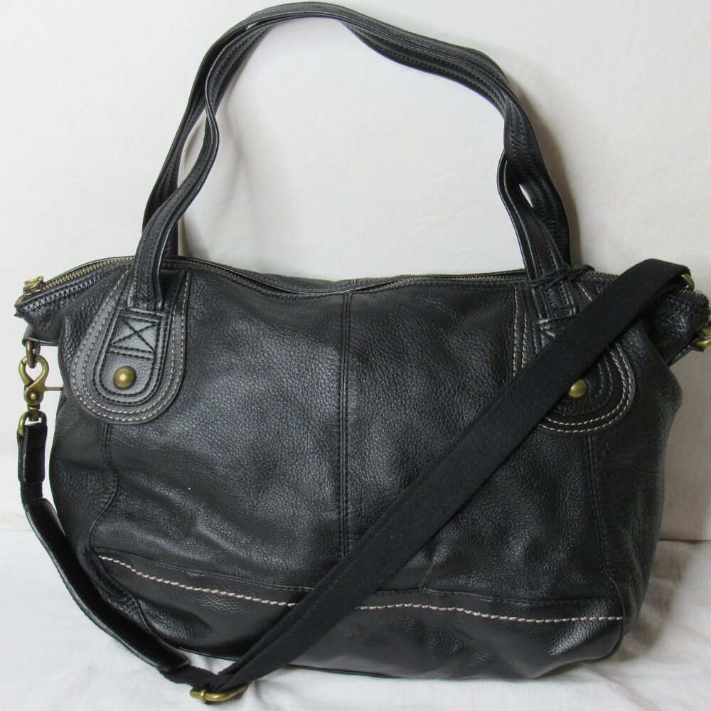 The Sak IRIS Black Pebbled Leather Shopper Tote Bag